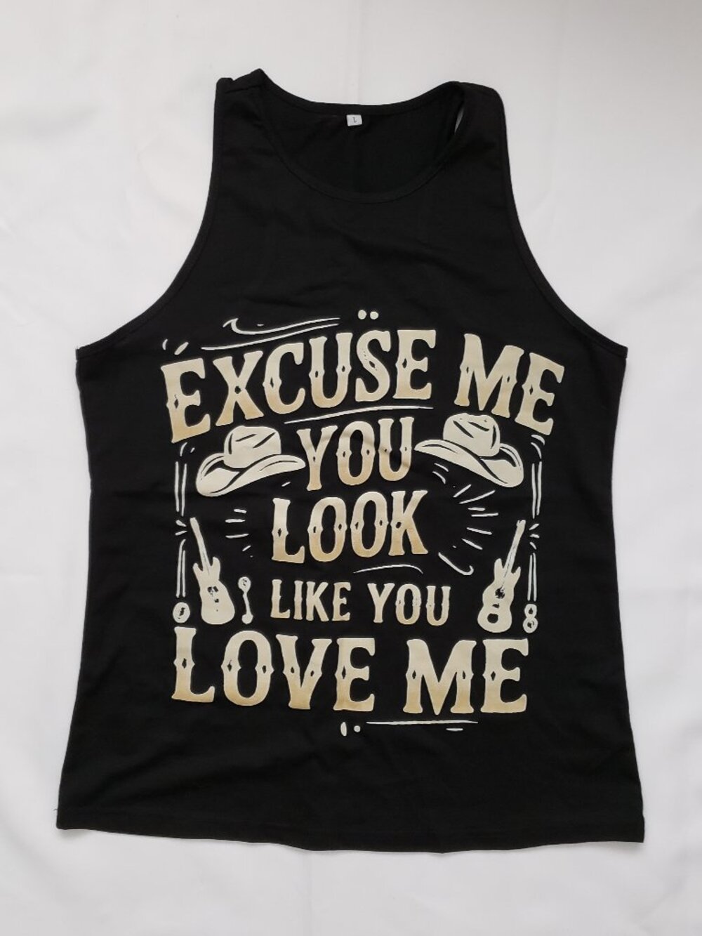 NWOT Excuse Me Love Me black tank top Country Western Cowgirl